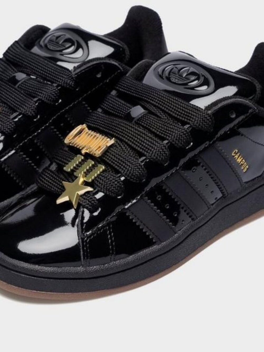 Women's Adidas Originals Campus 00s Patent Leather Shoes - Black Gold IH4364